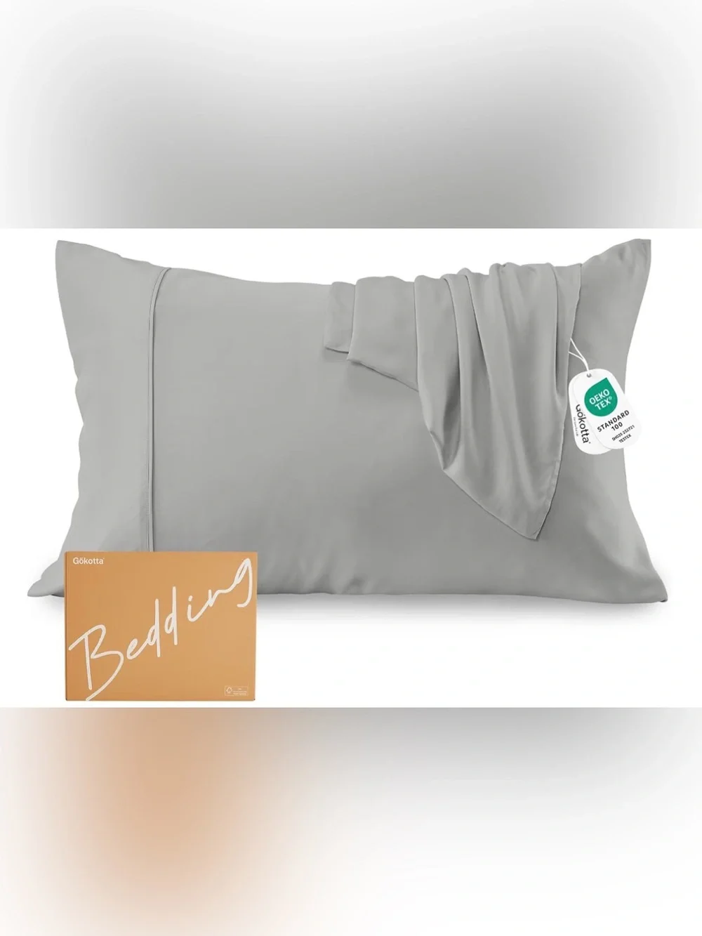 GOKOTTA Soft Pillow Cases Queen Set of 2 envelopes closure Gray Queen size New
